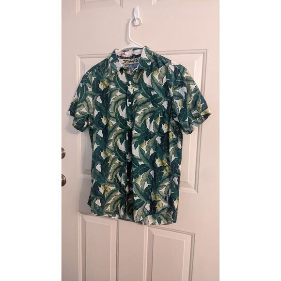 Huntington Beach Club Vintage Palm Leaf Button Down Shirt Medium - Picture 1 of 10